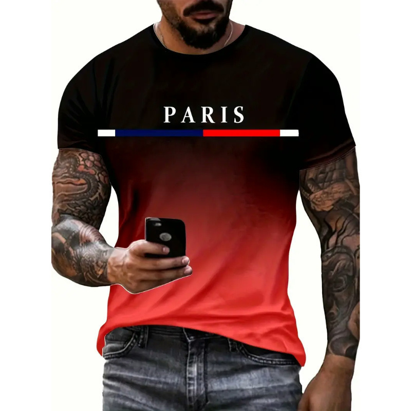 Men's T Shirts 3D digital printed short sleeved T-shirt with European and American casual trendy pattern round neck men's short sleeved