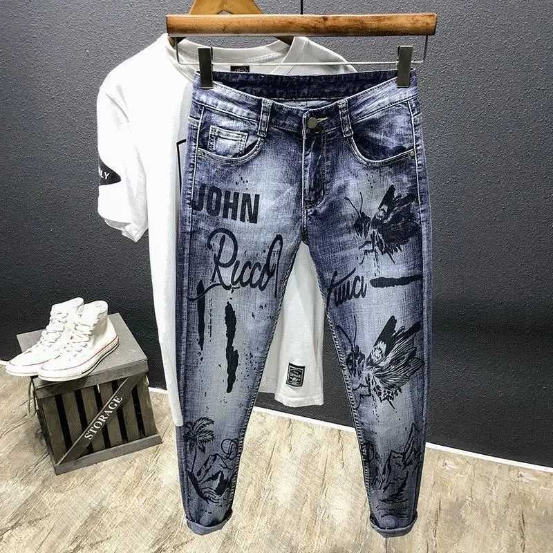 Punk Graphic Hip Hop with Print Jeans for Men Harem Pants Male Cowboy Pants High Quality Loose 2024 Trend Winter Denim Goth X250718