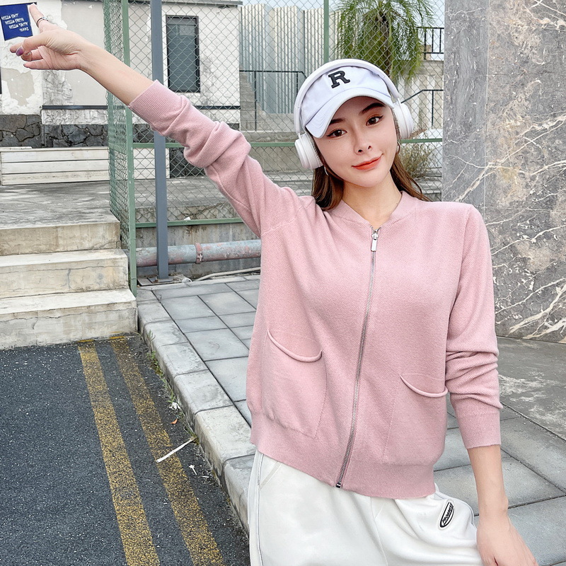 Autumn Winter Korean Style New Small Fragrance Zipper Knitted Cardigan Sweatshirt Spring Casual Women's Jacket
