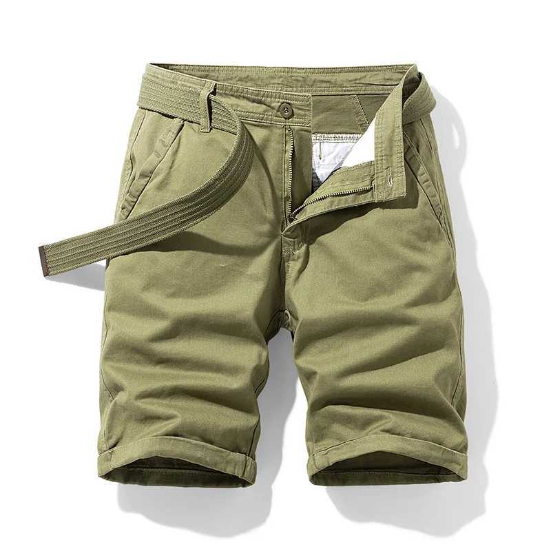 Summer Cargo Shorts Men 00% Cotton Solid Casual Short Pants Black Khaki Military Jogger Cargo Shorts No Belt Mens Clothing 2022 W250718