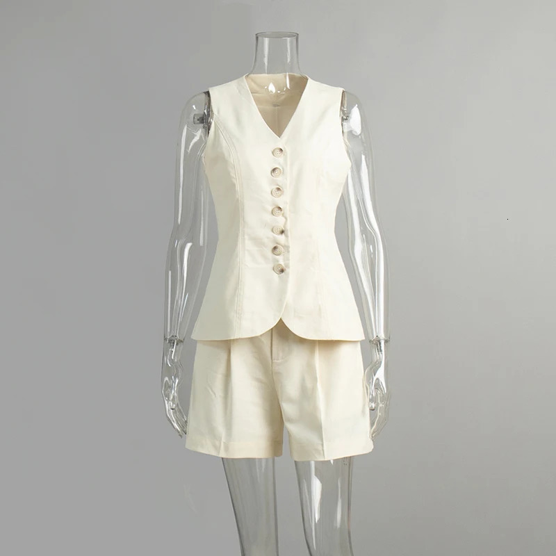 Tornova Cotton Linen Vest Shorts Suit 2025 Summer Commuting Sleeveless Loose Solid Casual For Women 250714