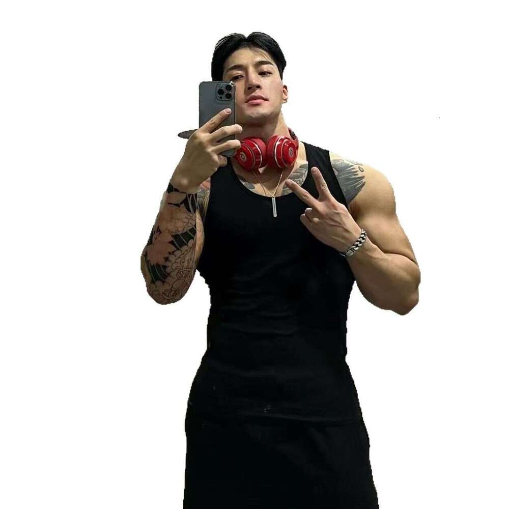 Summer Ribbed Tank Top Muscle Men Tight Elastic Sleeveless T-Shirt Fitness Sports Base Layer Small Vest B5