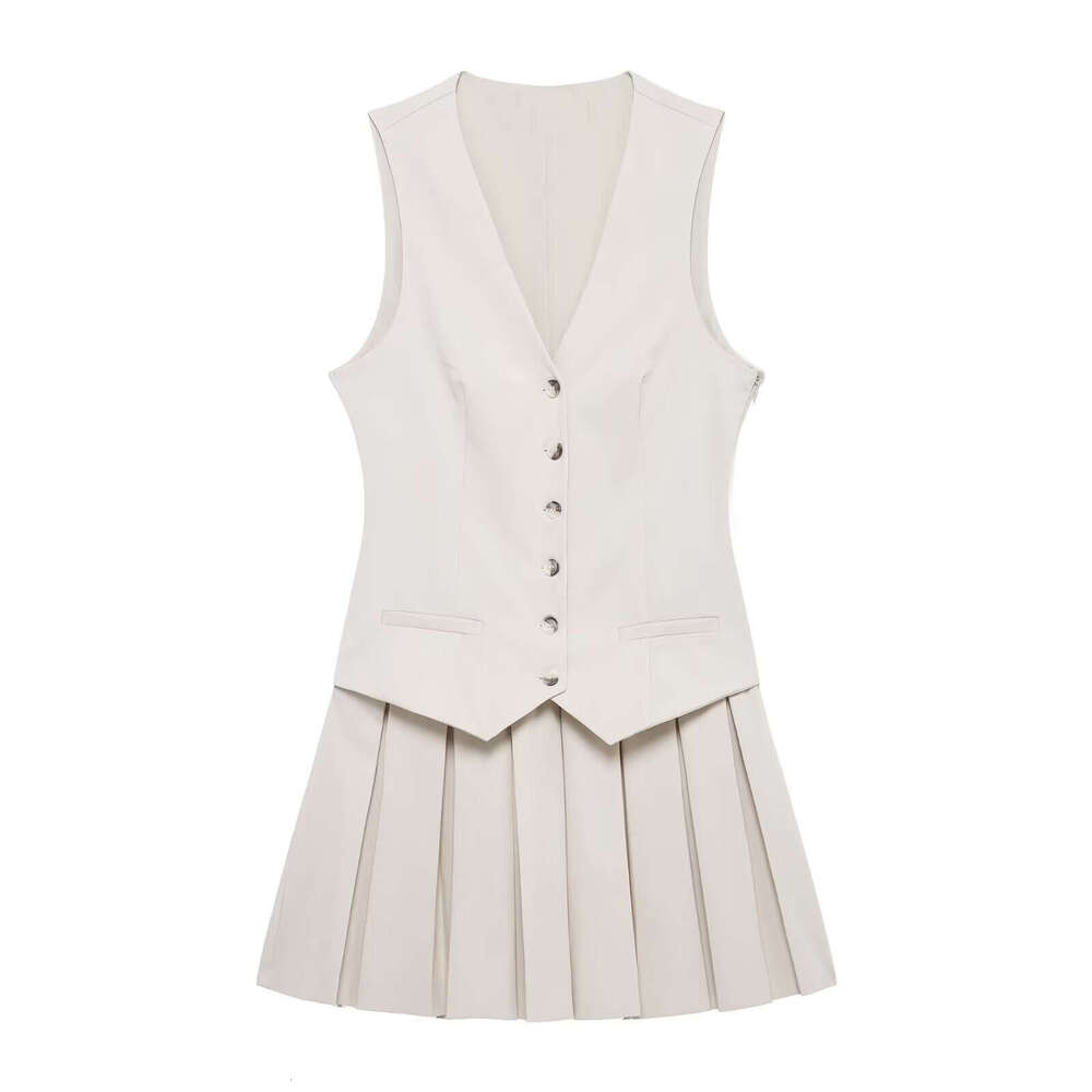 TRAFZA Women's Spring New Fashion Sexy Hot Girl Wide Pleated Trendy Tank Dress B5