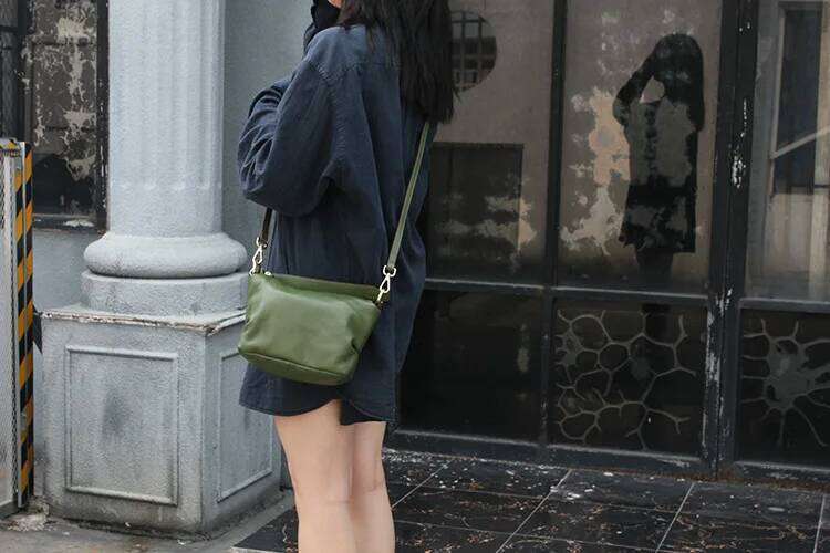 Leather cowhide women's shoulder bag dumplings soft leather crossbody handbag