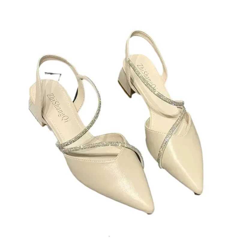 New Wens Fion Comfortable High H Wens Shoes Slip-on Pointed Toe Rhinestone Sandals Womens Shoes Y250716