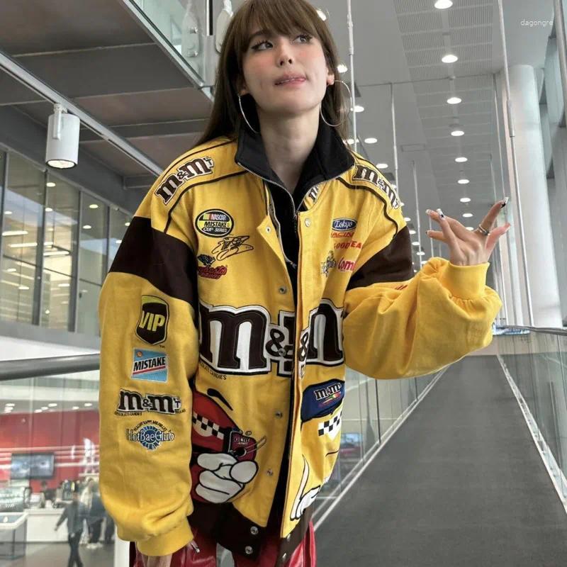 Women's Jackets 3XL Oversized Streetwear Baseball Jacket Graphic Letter Embroidery Chic Couple Coat Button Moto Biker Overcoat Outerwear