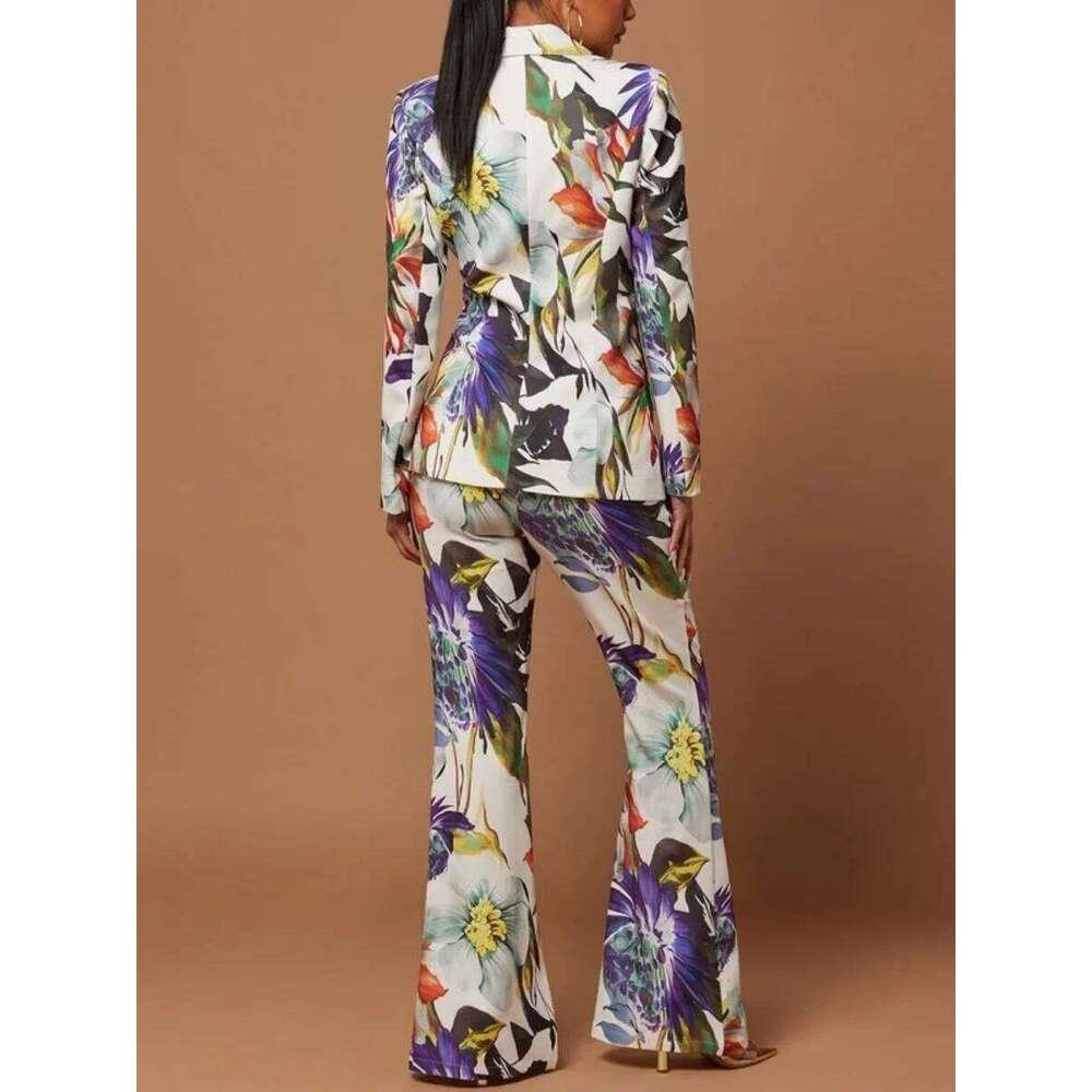 Yeezzi Urban Female Lapel Blazer Suit Jackets 2025 New Autumn Fashion Floral Printed Long Sleeve Single-Button Casual Outerwears