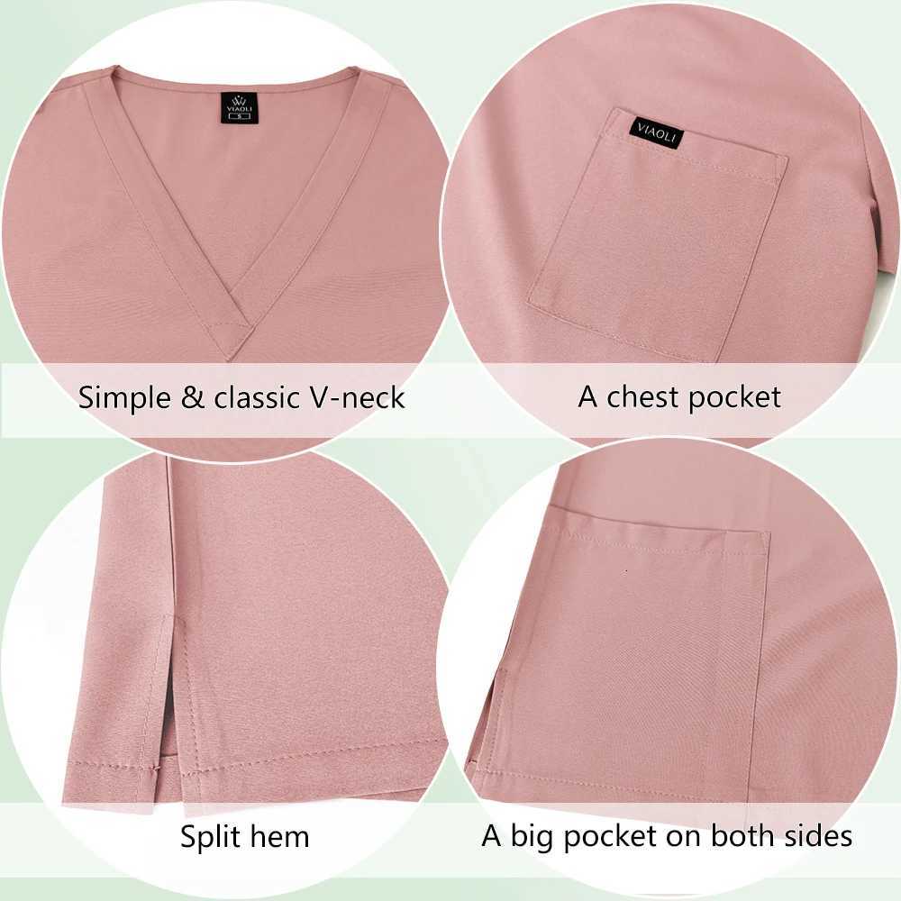 Summer Elastic Anti-wrinkle Surgical Uniform Dentist Clinical Uniform Men Womens Jogger Suit Medical Scrub Top Pant With Pocket Z250718