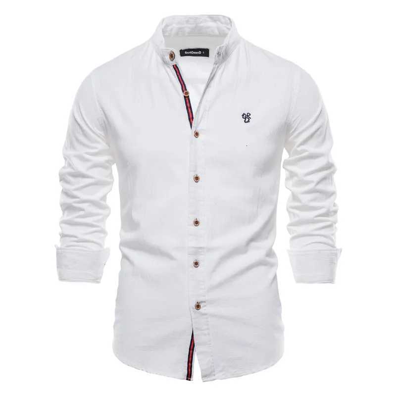 100% Cotton Social Shirt for Men Solid Color Embroidery Brand Shirts Blouses High Quality White Shirt for Men X250718