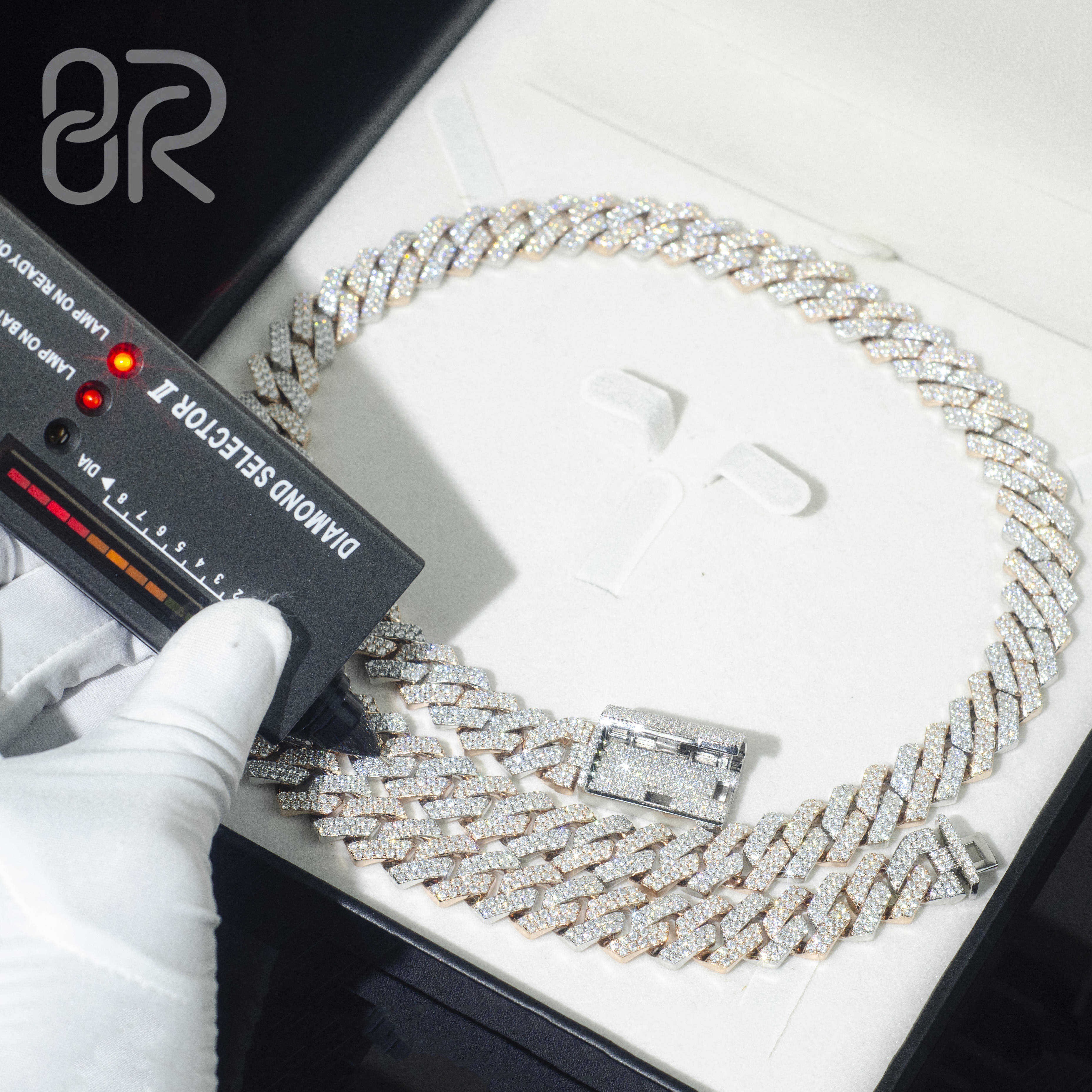 Wholesale Price 14MM 925 Silver Moissanite Cuban Chain Ice Out Round Brilliant Cut VVS Moissanite Gold Plated Necklace