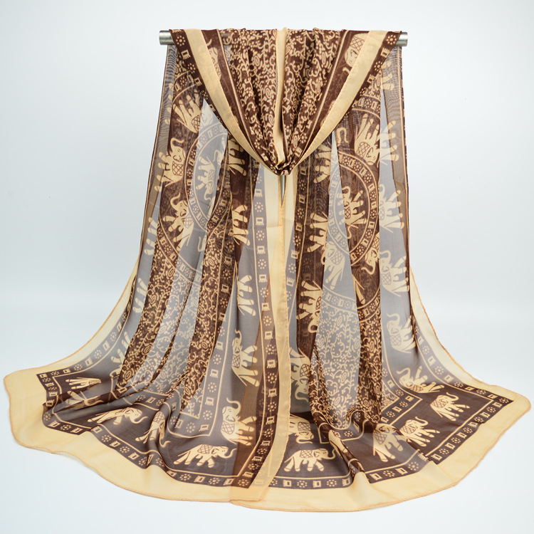K1395 Spring and summer new Korean chiffon long silk scarf female printed cross-border supply neck scarf