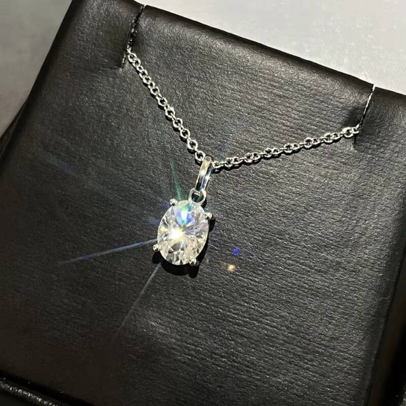 Classic Fine Jewelry Moissanite Necklace Women Oval Cut 14K Gold VVS Diamond Jewelry Moissanite Pendant