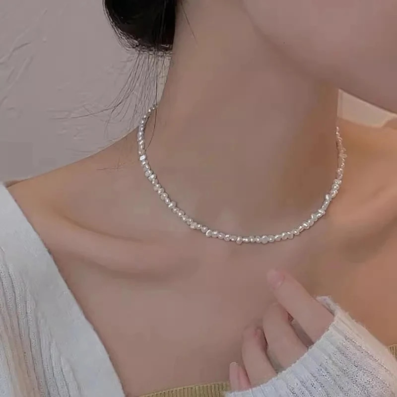 4-5mm Baroque Freshwater Pearl Necklaces with 5cm Extend Chain 925 Sterling Silver 38 45 50cm Necklaces Jewelry Gift 2025 250712