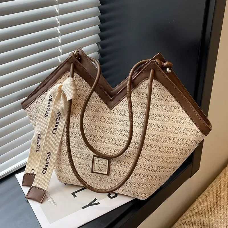 StrAW Leisure Capacity Beach Shoulder Bag Handmade Woven Shoulder Bag Summer Leisure Bag Commuting Womens Handbag R250717