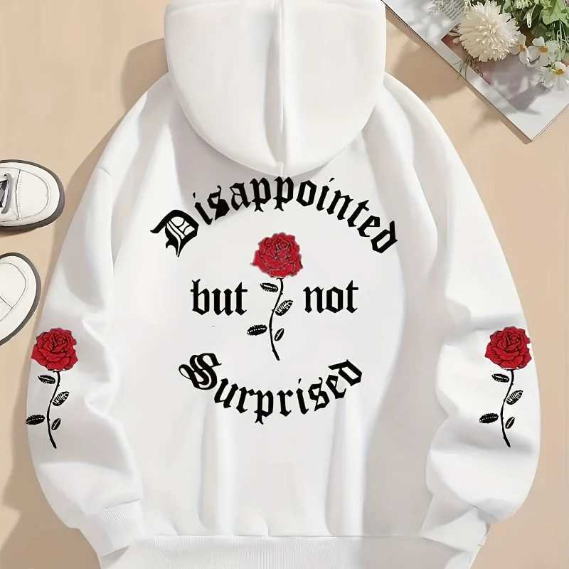 Street Woman Hoodies Disappointed But Not Surprised Letter Printing Sweatshirt Warm Face Loose Pullover Autumn Fe Clothing XJ250717