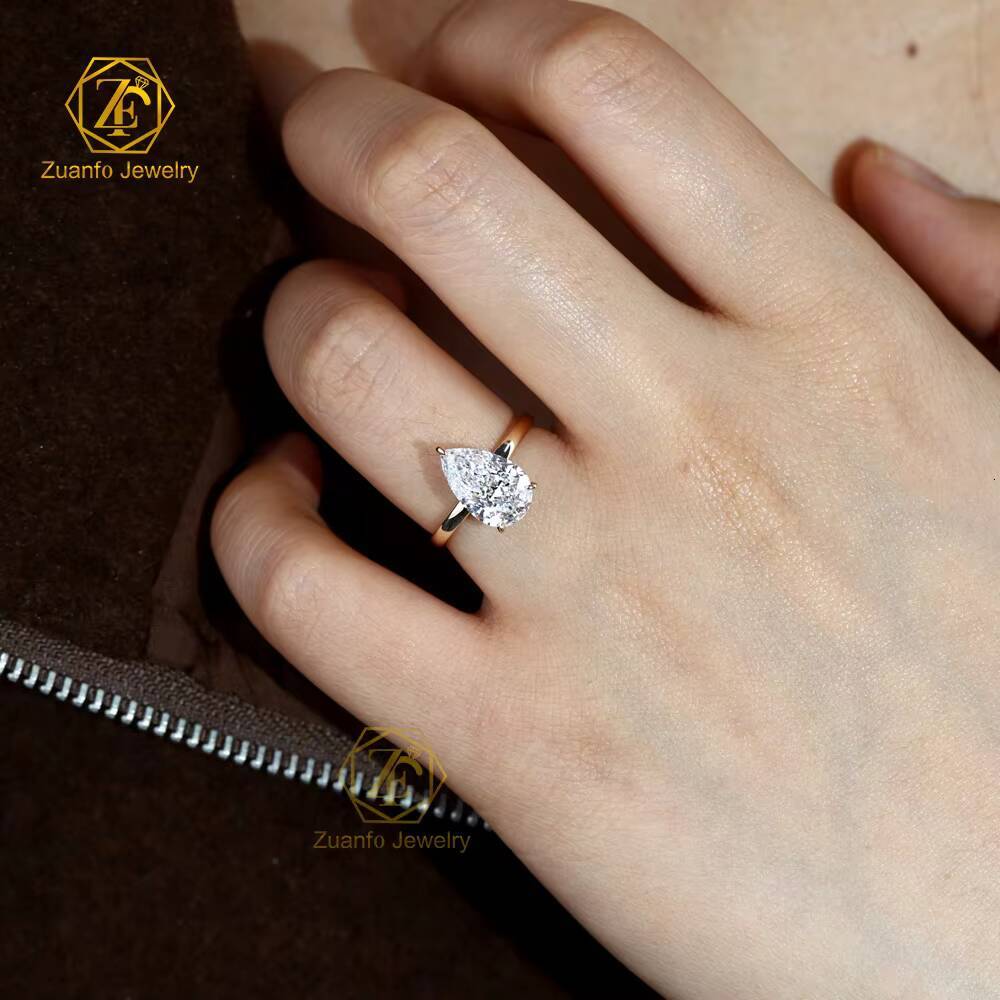 IGI GIA Certified HPHT CVD D VVS1 Lab Grown Pear Cut Diamond 1CT 2CT 3CT 14K 18K Solid Gold Jewelry Engagement Ring Women