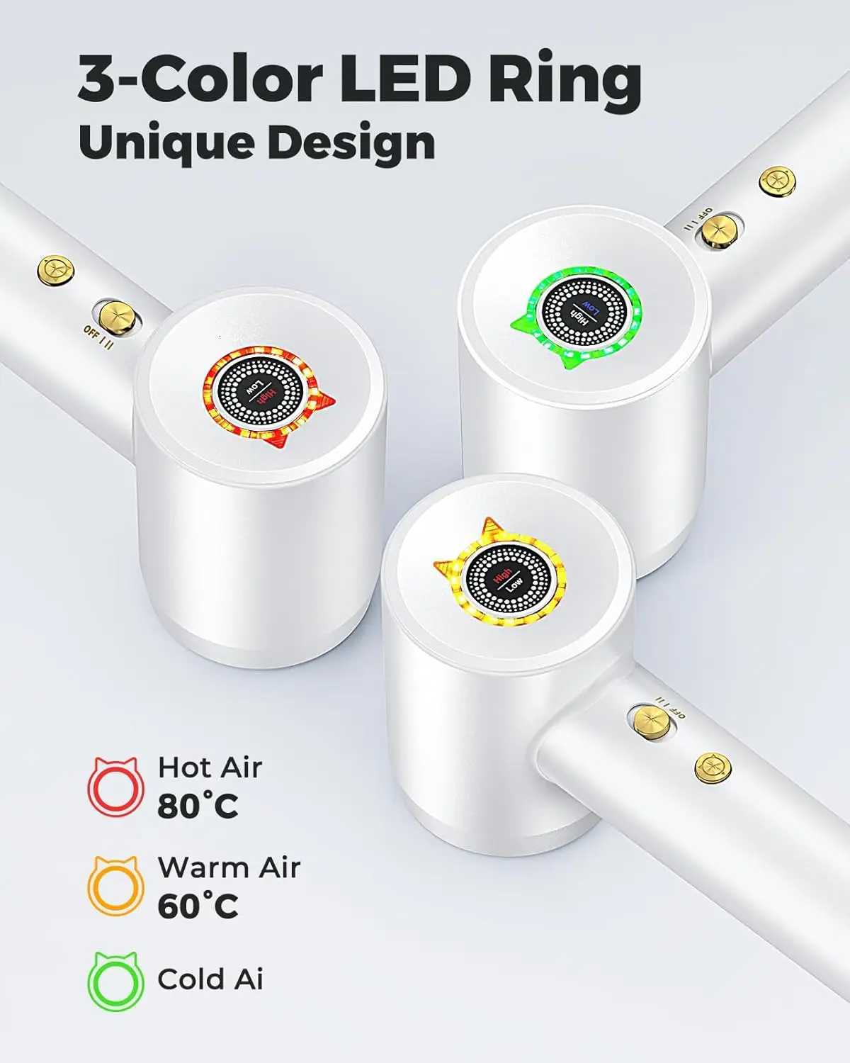 1600W Professional High Speed Hair Dryer Cold Hot Blower Negative Ion Silent Touch Screen Hair Dryer for Home and Hair Salons W250718