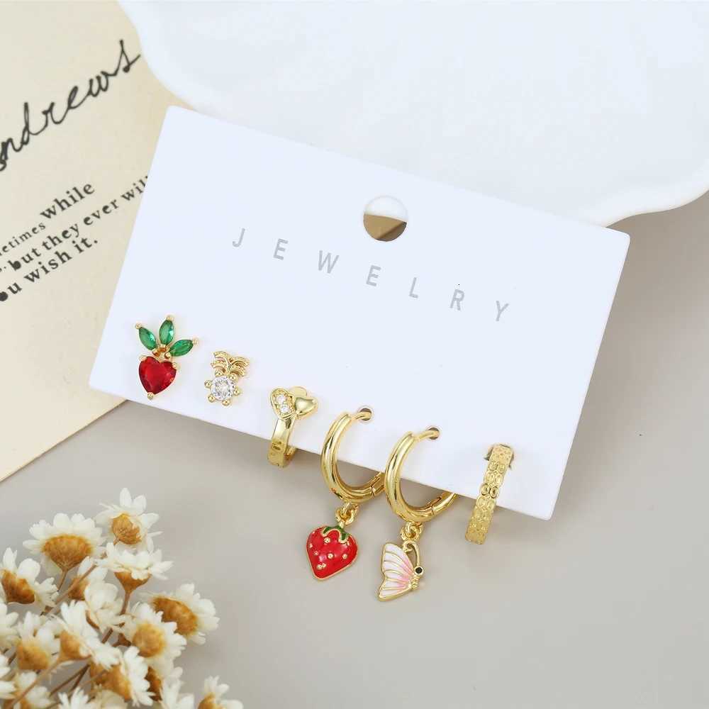 6pcs Mix and Match Trendy Dangle Earrings Set for Women Gold Color Plated Cubic Zircon Jewelry X2507181
