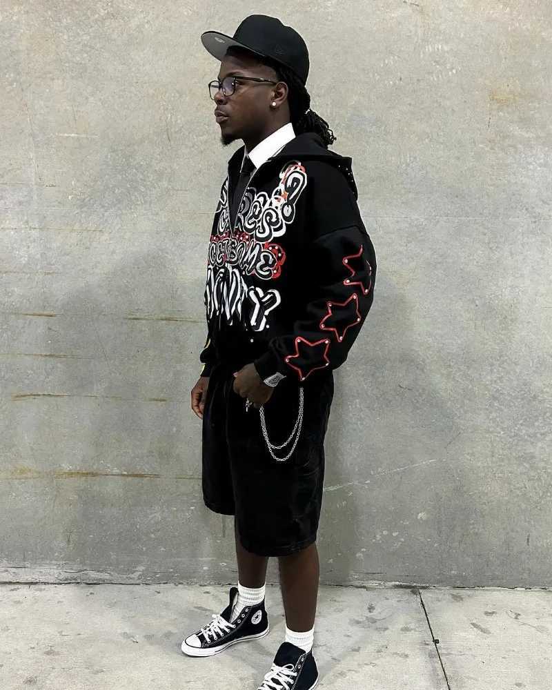 American Trendy Brands High Street Loose Casual Cartoon Printed Zipper Hoodie Men Y2k Hip-hop Rock Oversized Sweatshirt Women X2507181