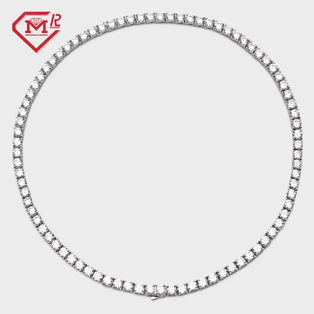 Custom 925 Sterling Silver 5mm Diamond Necklace Men Jewelry Hip Hop Moissanite Tennis Chain