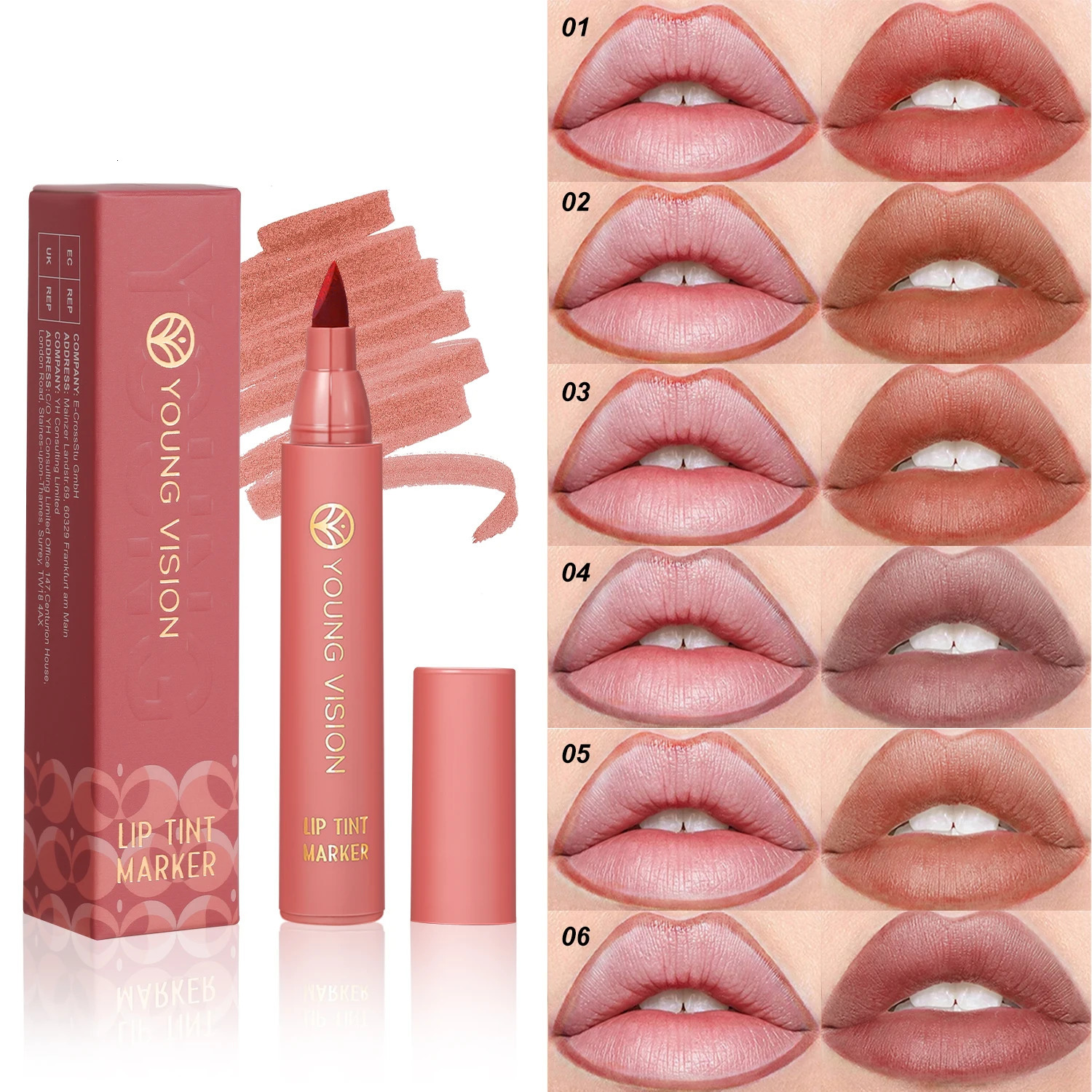 YOUNG VISION Lip Tint Marker Liquid lipstick with Nude Matte Shades Lip Liner and Stick 2-in-1 Long Wearing and Waterproof 250716