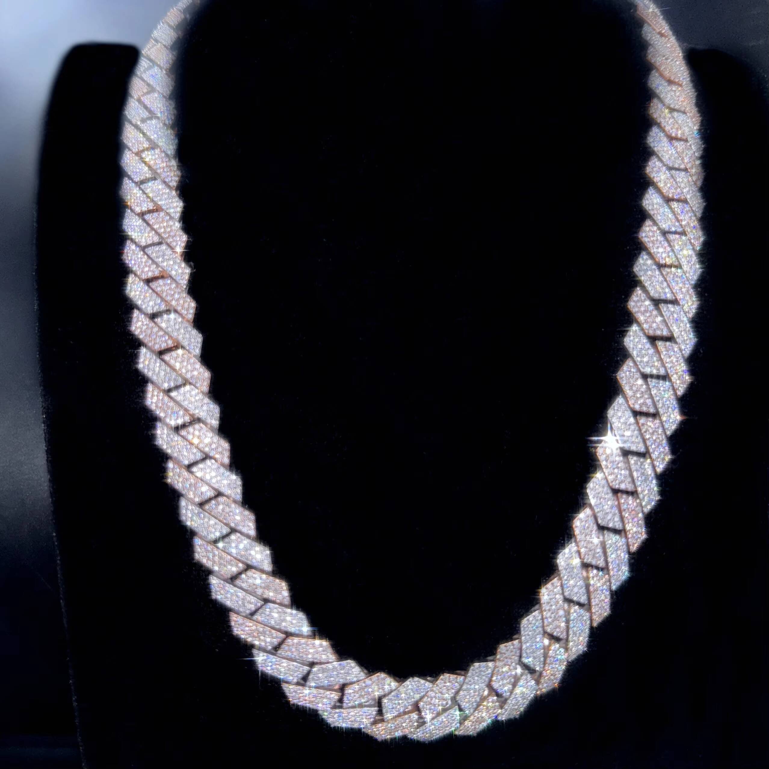 Cuban Link Moissanite Pass Diamond Tester 925 Silver 12mm Two Tone Hip Hop Diamond Cuban Links Chain