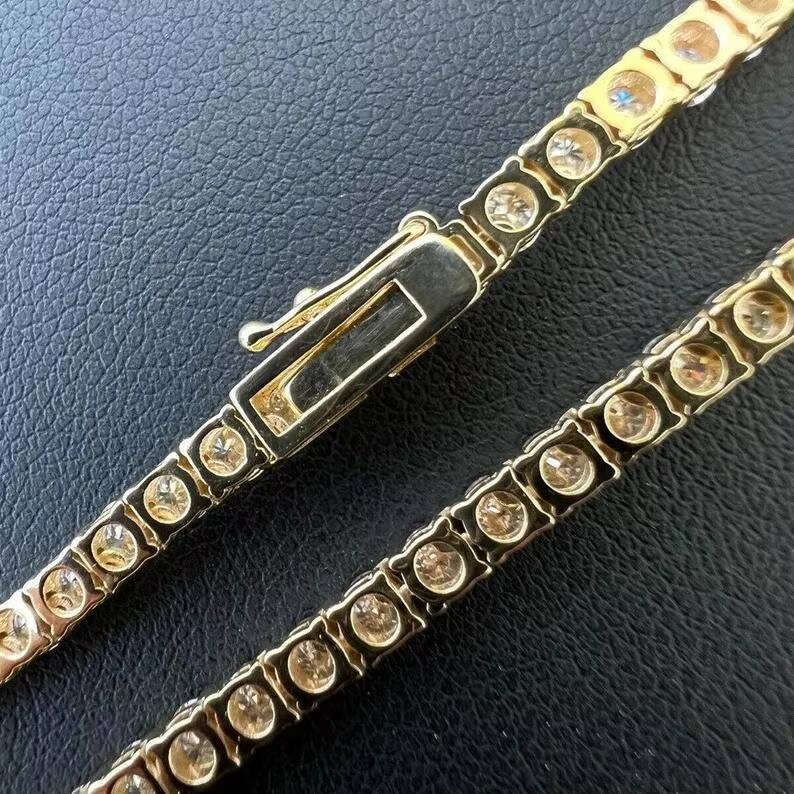 Hiphop Tennis Necklace 925 Sterling Silver Bling 4mm VVS Iced Out Moissanite Tennis Chain