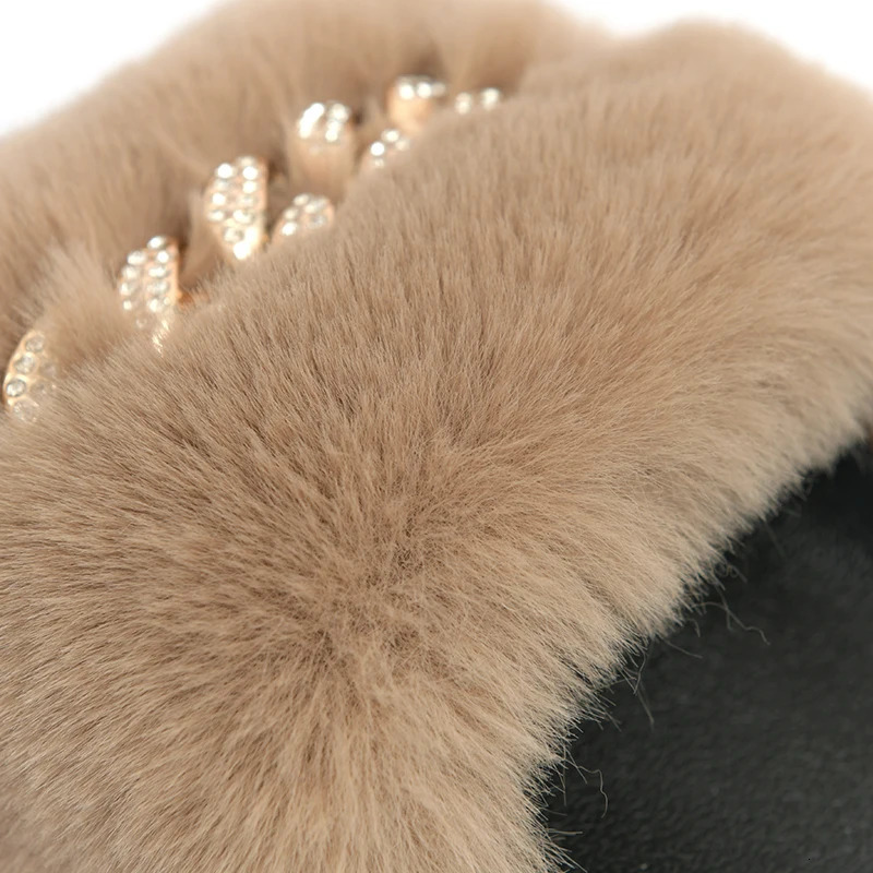 Fashion Women Furry Slippers Ladies Shoes Plush Rex Rabbit Fur Fluffy Sandals Womens Fur Slippers Winter Warm Slippers 250717
