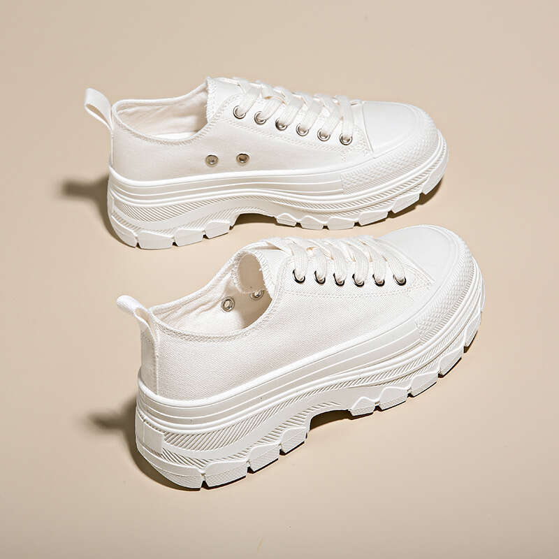 Thick-Soled Canvas Women, Solid Color, Height-Increasing, Casual Shoes, 2025 Spring New Style, Breathable Dad Shoes for Free shipping Students, BR301-