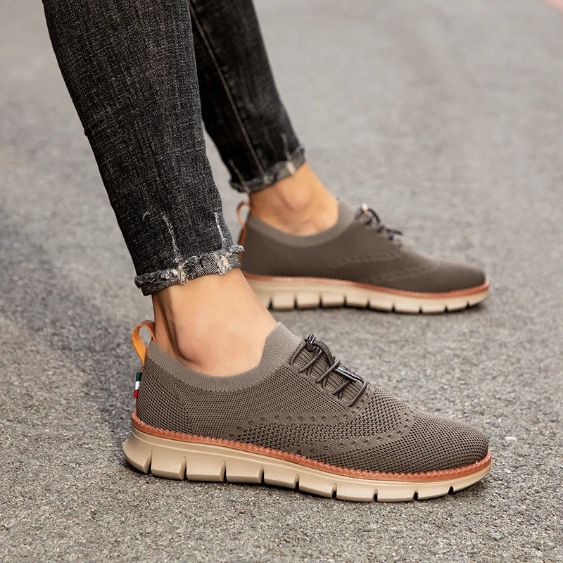 STRONGSHEN Handmade Men Wingtip Oxford Shoes Leather Casual Fashion Brogue Dress Business Formal Mesh Loafers 250717