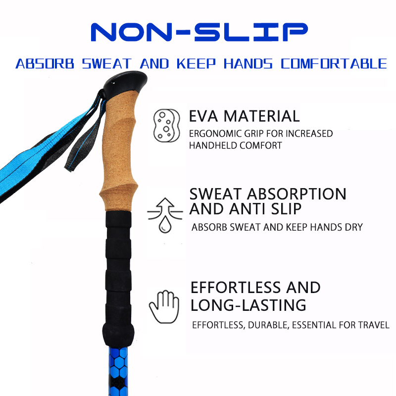 OKHEALING Aluminum Alloy Trekking Poles Portable Telescoping Light Walking Cane Walking Stick with Rubber Handle for Off-road, Backpacking, Camping