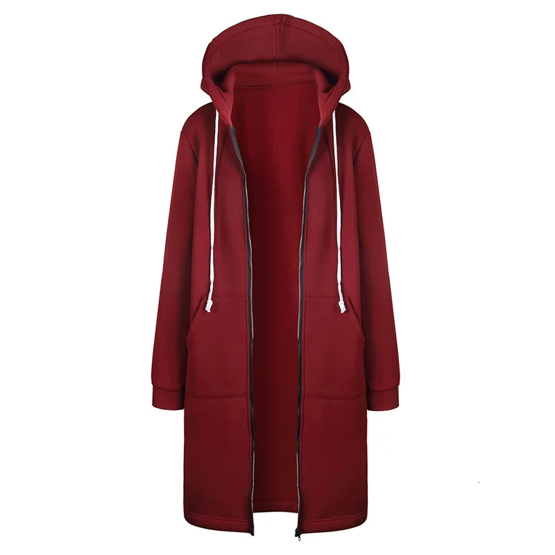 Womens Autumn Winter ThickenHoodies Parkas Loose Hooded Jackets Zipper Pocket Maxi Size Sweatshirt Sports Dresses Outwear 250717