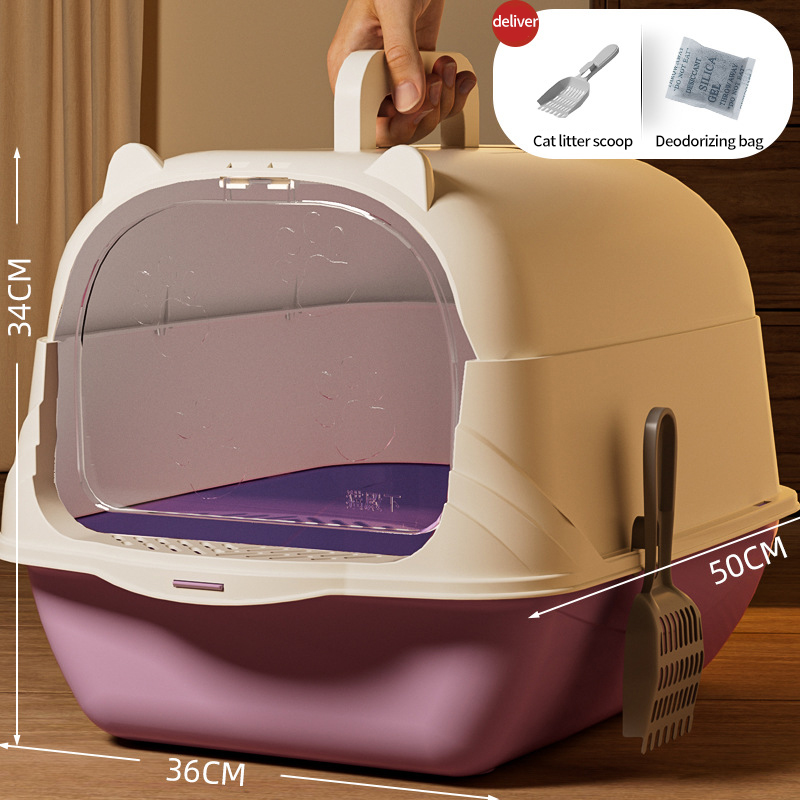 Cat litter box fully enclosed, extra large cat toilet, odor proof, extra large anti splash pet supplies