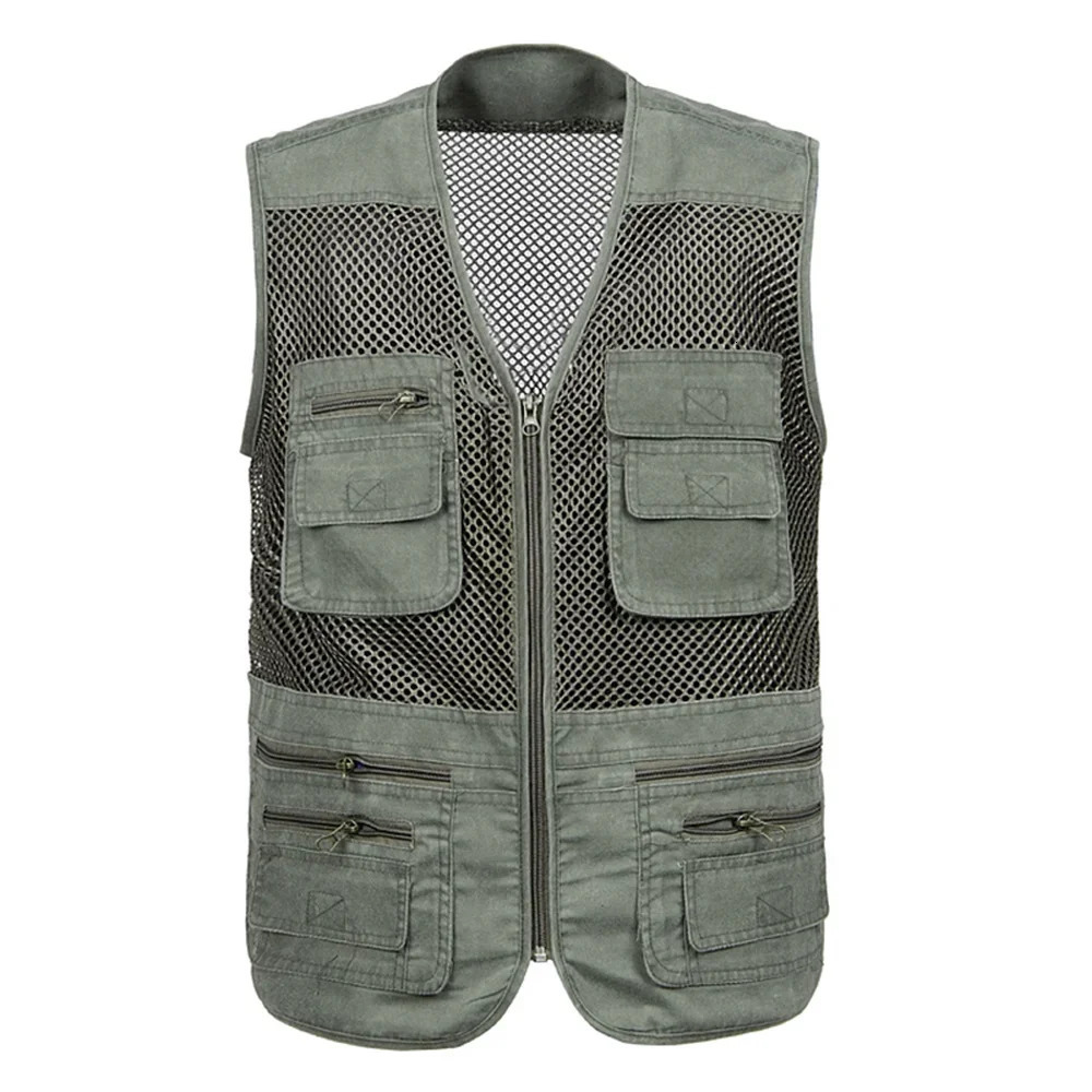 Large Size Mesh Quick-Drying Vests Male with Many Pockets Mens Breathable Multi-pocket Fishing Vest Work Sleeveless Jacket 250717
