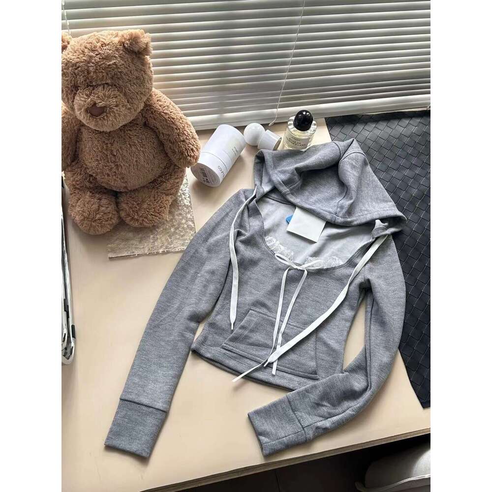 Jennie Zhao Meiyan Same Style Gray Pleated Low Waist Pants Lace Top Sexy Hot Girl Half Skirt Set For Women B5