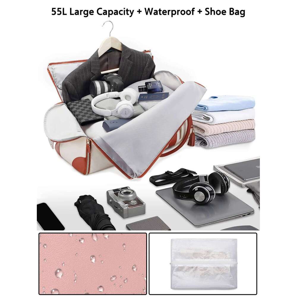 55L Travel Garment Weekender Carry On Lage With Shoe Bag And Trolley Strap Portable Suitcase Global Dropshipping MDNG
