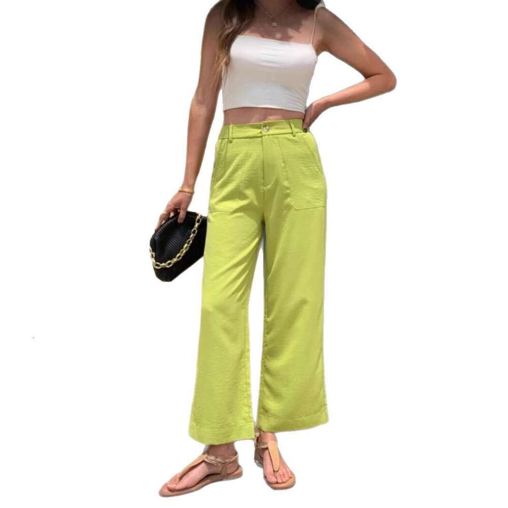 New High-Waisted Wide-Leg Long Summer Women's Casual Pants Simple Style B5