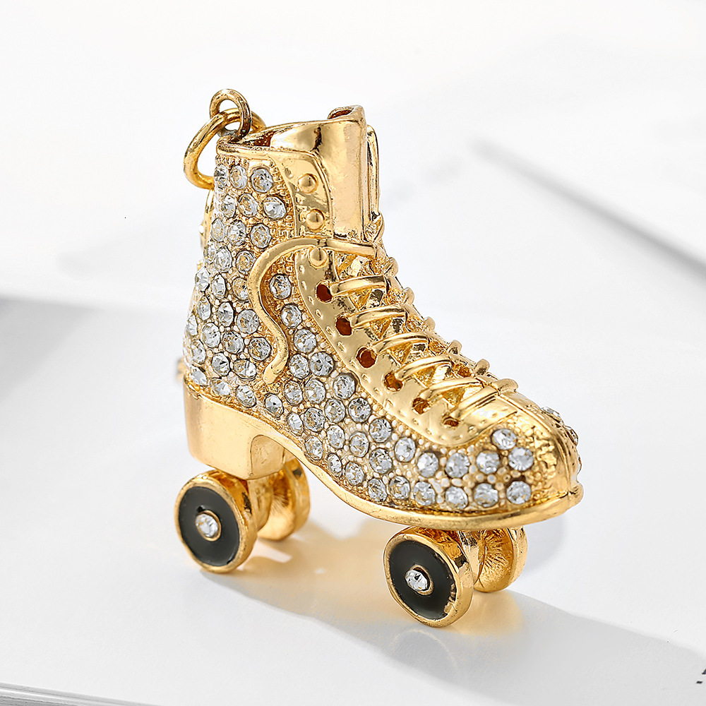 Diamond-inlaid Skates Bag Charms Fashionable And Creative Metal Keychain Ornaments Women's Bag Accessories