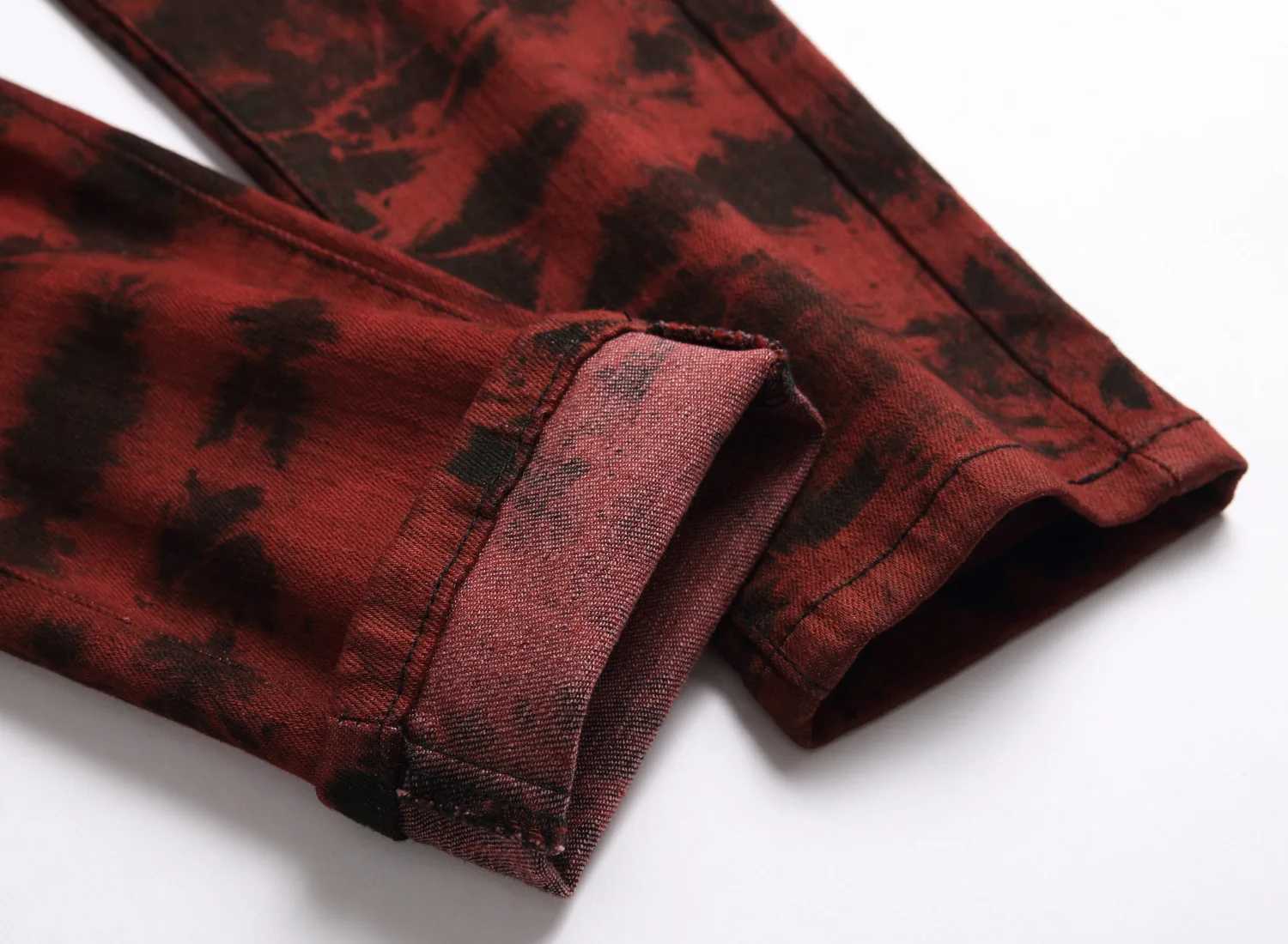 Denim Pencil Pants Men Streetwear Distressed Washed Tie Dyed Jeans Mid Waist Pockets Vintage Straight Ankle Length Trousers X250718