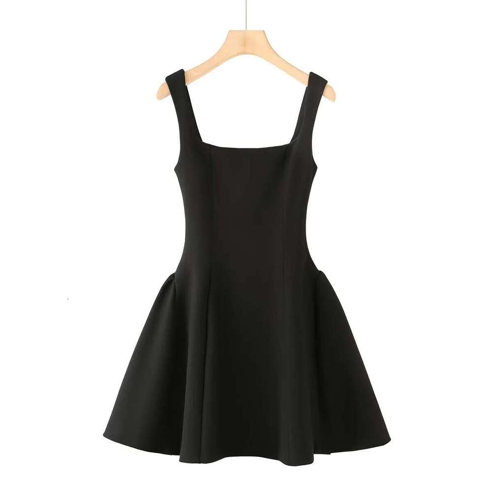 Spicy Girl Pure Desire Style Spaghetti Strap For Women Spring And Autumn Petite Patchwork Waist Slimming A-Line Tank Short Dress B5 g5