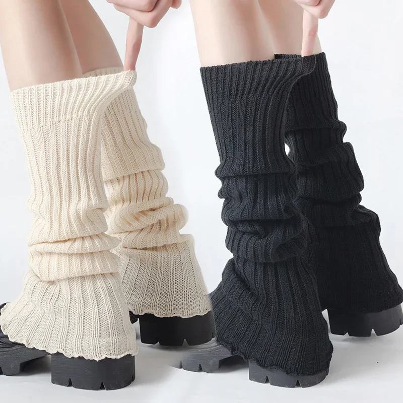 2025 Spring Lolita Leg Warmers Socks Female Knitted Warm Foot Cover Women Warmer Lady Autumn Crochet Heap Socks Boot Cuffs 250717
