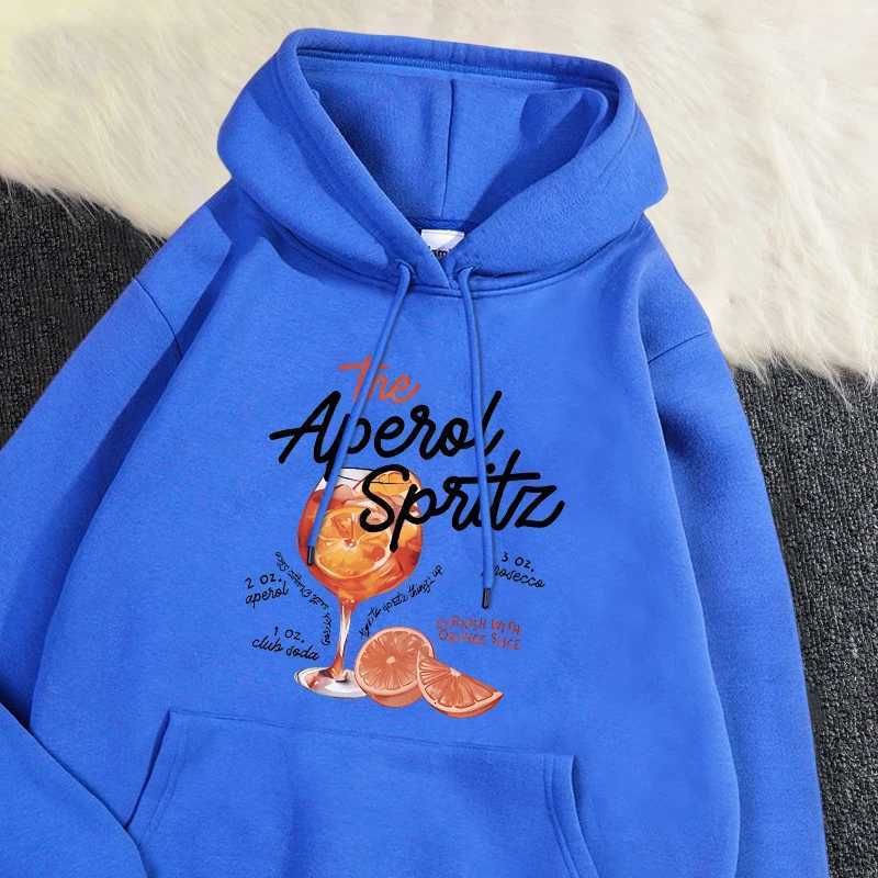 Winter Womens Hoodie The Aperol Spritz Retro Cocktail Printing Sweatshirt Loose Pocket Warm Face Pullover Kaii Sportswear XJ250717