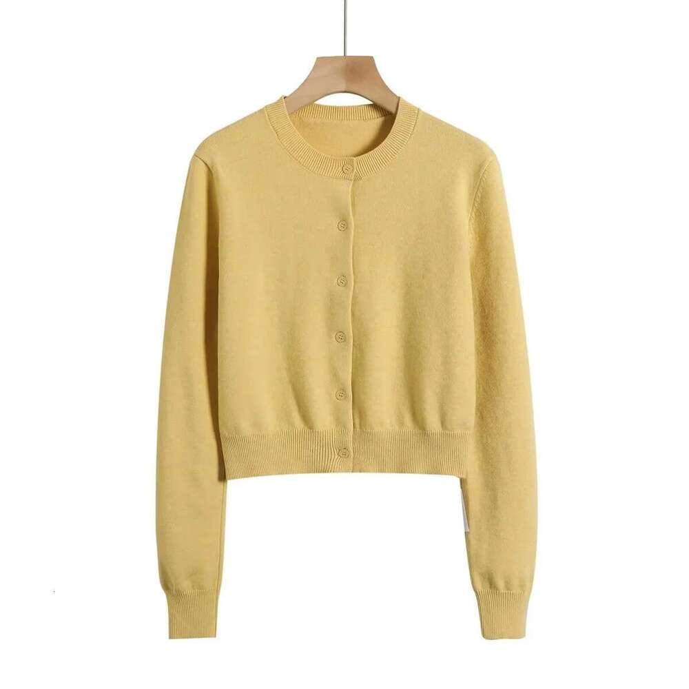 New Style Women's Fashion Hot Girl Round Neck Knitted Button Cardigan Slim Sweet Short Top B5