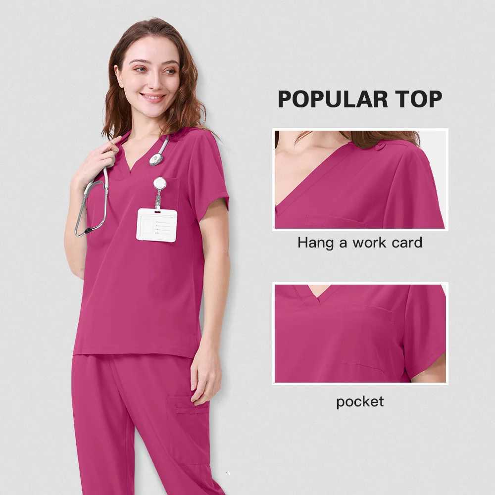 Slim Fit Medical Uniforms Hospital Women Scrubs Sets Doctors Nurses Accessories Dental Clinic Beauty Spa Salon Workear Clothes Z250718