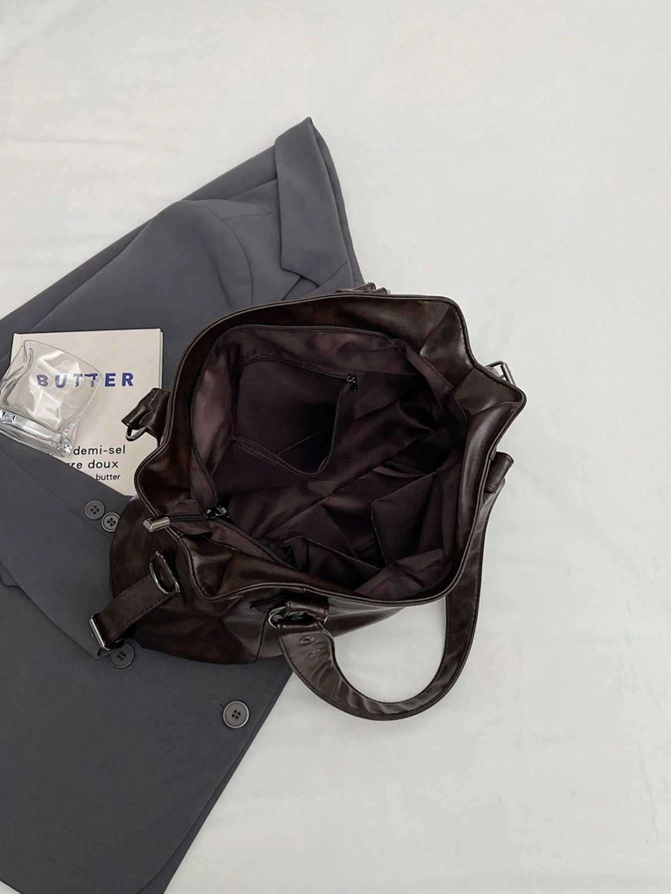 New Fi Classic Versatile Commuter Solid Color Large Capacity PU Fabric Shoulder Bag Handbag Wallet Zipper Opening Y250725
