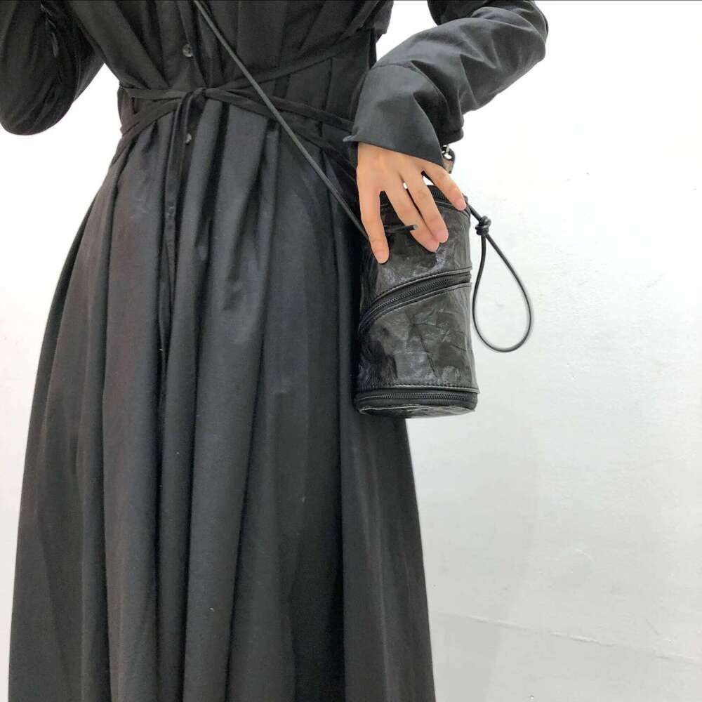 Handmade leather sheepskin shoulder messenger bag handbag women's style foldable