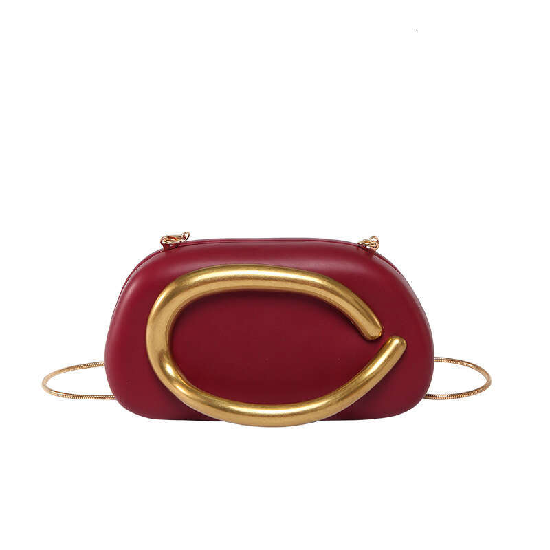 New Women's Classic Clutch Small Square Box with Gold Metal Handle Chain Crossbody Evening Bag