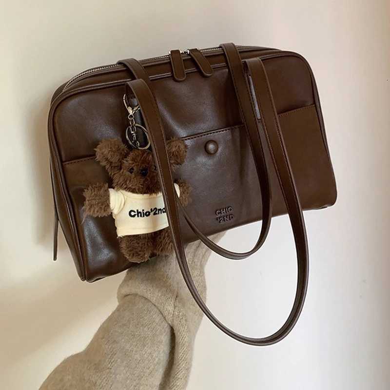 Trend Bost Bag Wens Shoulder Bag Large Capacity PU Leather Bag Lady Tote Underarm Bag Daily Collar Outdoor Bag Y250718