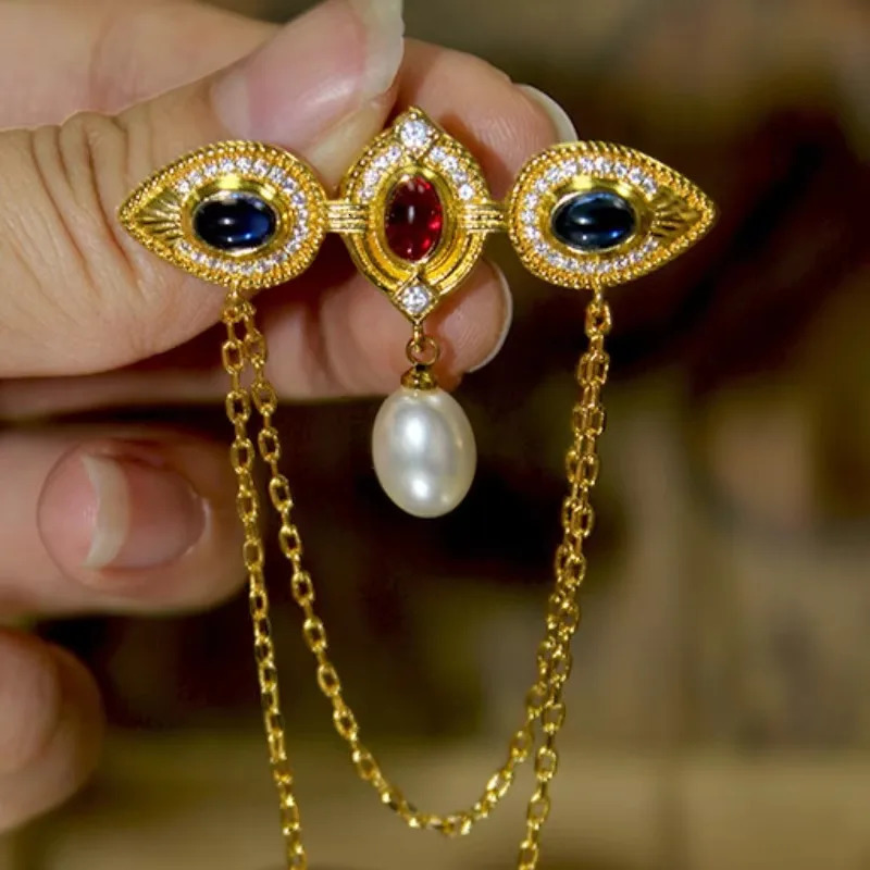 in original pearl brooches for women high-end vintage style elegant broche tassel wedding fine jewelry 250712