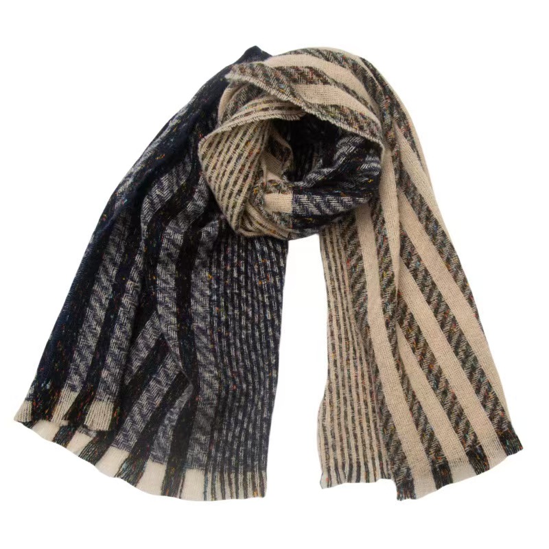 T1248 scarf European and American autumn and winter new style hair clip flower striped scarf shawl